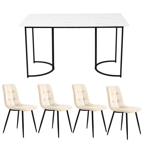 Table Salle à Manger Design 4 Personnes - 75 X 120 X 60 Cm Blanc - Moderne Et Fonctionnelle