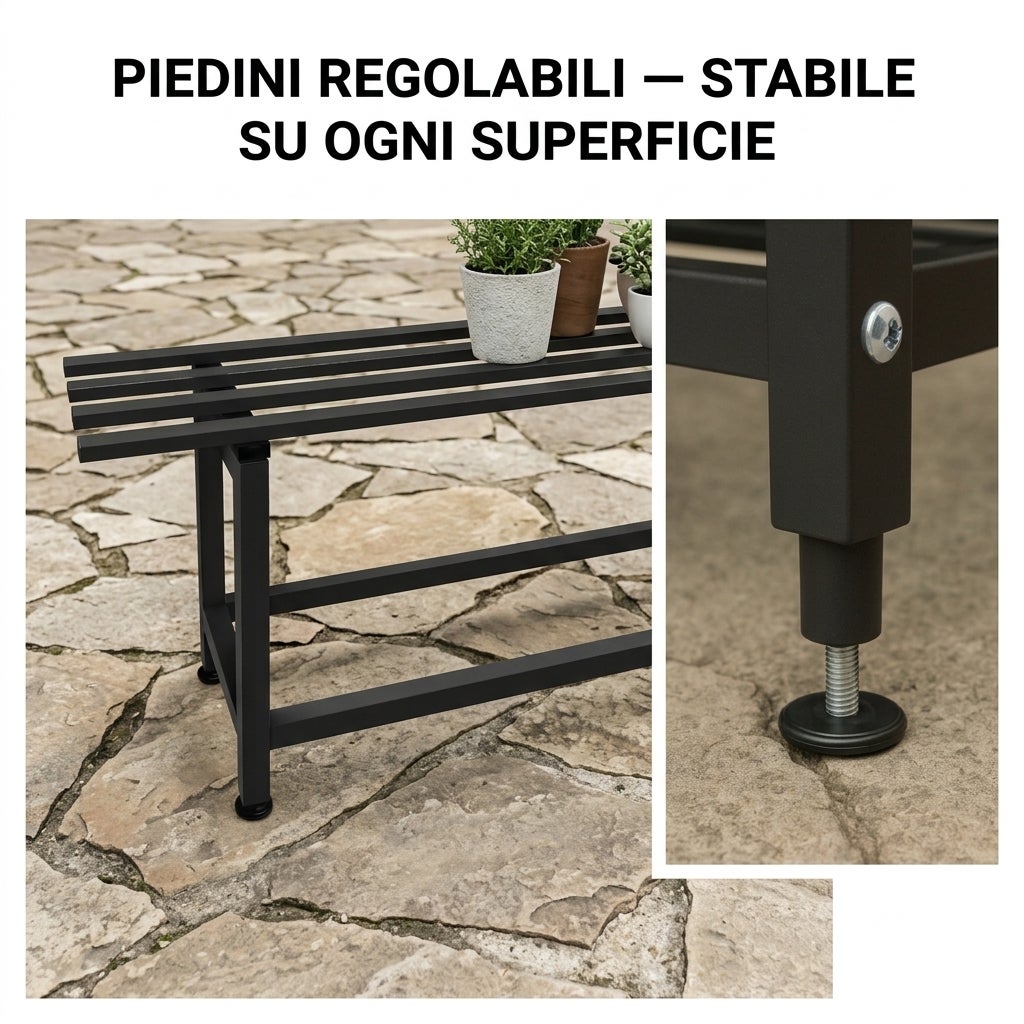 Fioriera portafiori vaso Rialzata da interno esterno in metallo verniciato a polvere bonsai piante grasse design 1 RIPIANO 80CM Maka - 10