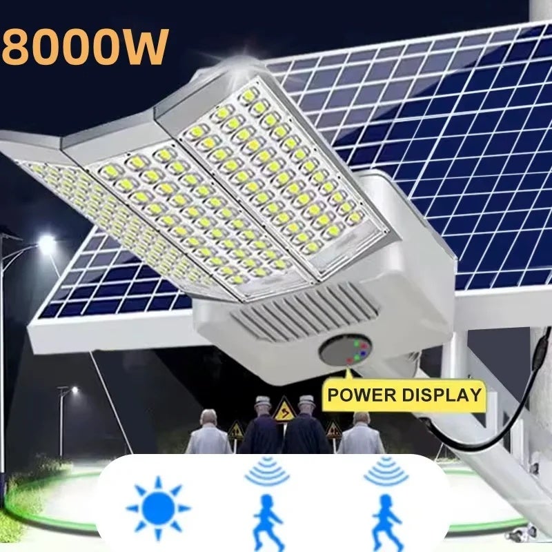 Farola solar de 5000 W, se ilumina automáticamente desde el anochecer hasta el amanecer, proyector solar, lámpara solar, IP67-6500 K - 7