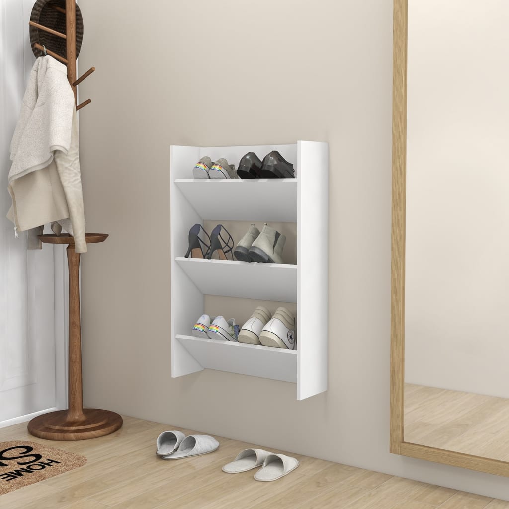 Półka ścienna na buty, biała, 60x18x90 cm