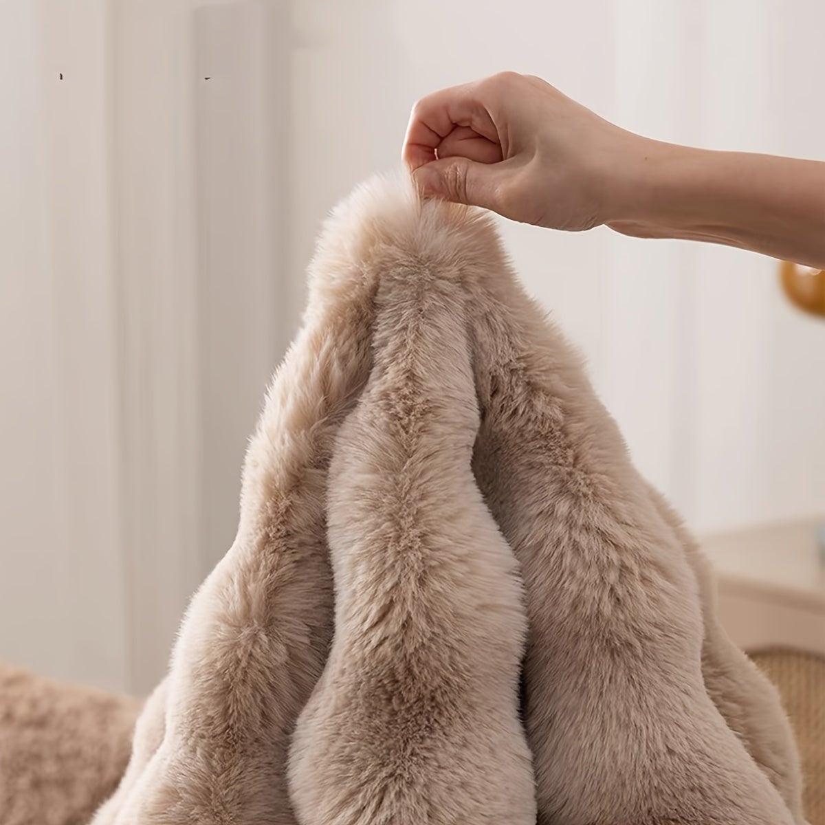 Tapis en peluche douce, 90 cm, tapis rond, tapis à poils longs, tapis de protection antidérapant, blanc. - 5