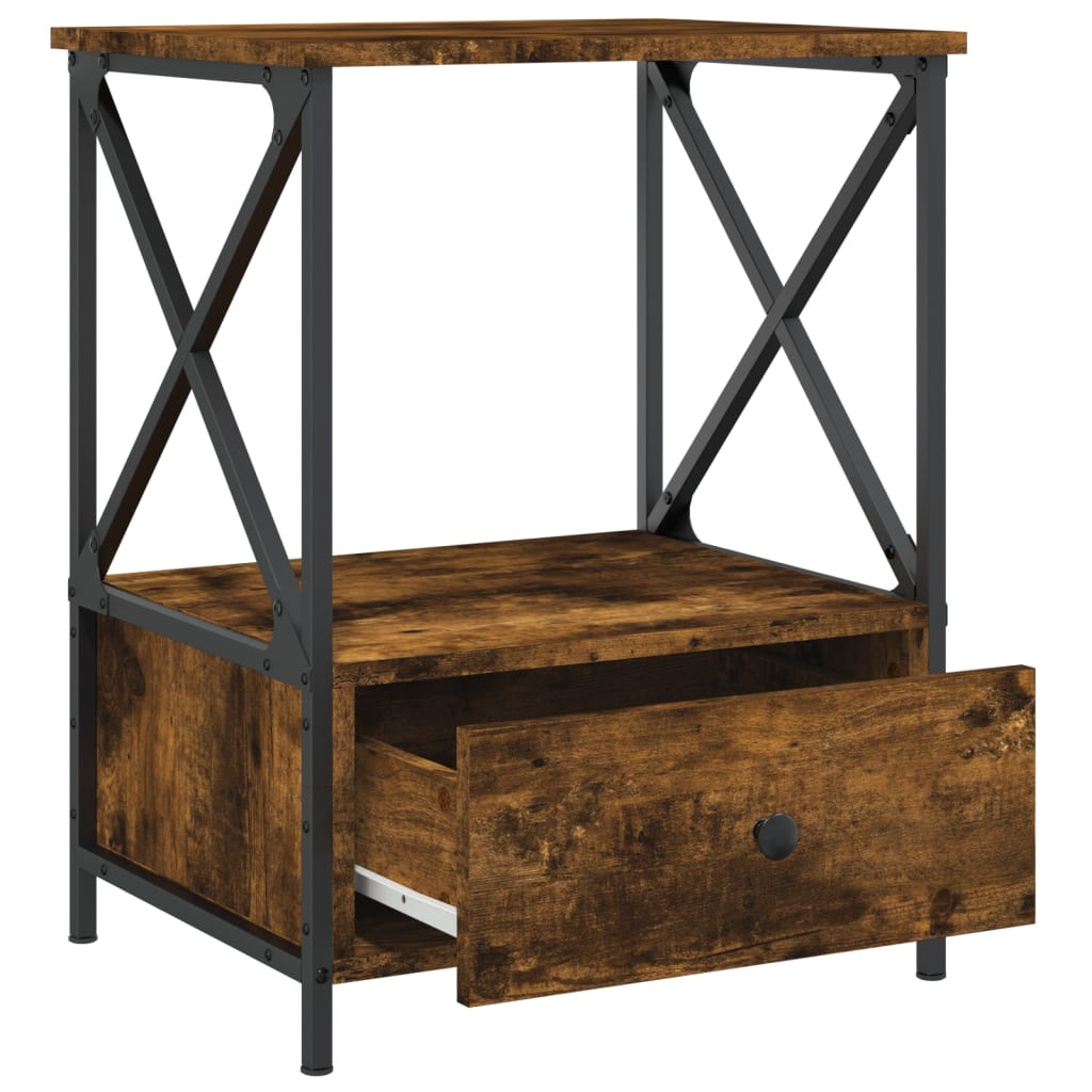 Table de chevet chêne fumé 50x41x65 cm bois d'ingénierie - 5