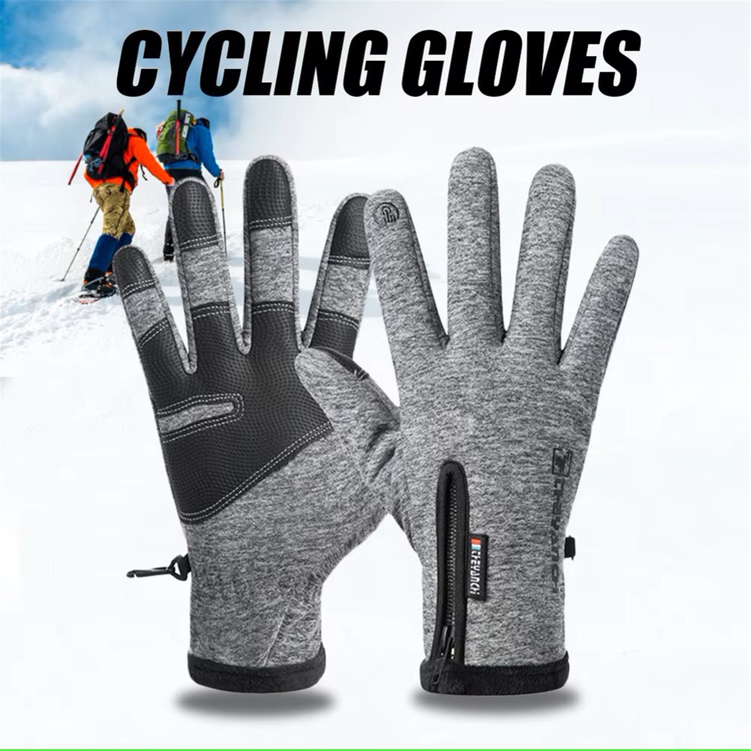 Winter velvet windproof waterproof motorcycle/bicycle touch screen with warm gloves black(L) - 7