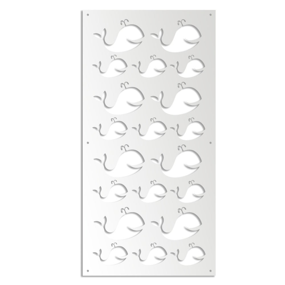 WIELORYB - Panel perforowany z PVC - Parasol przeciwsłoneczny - Rozmiar 73x148 cm - Grubość 1 cm - Kolor BIAŁY