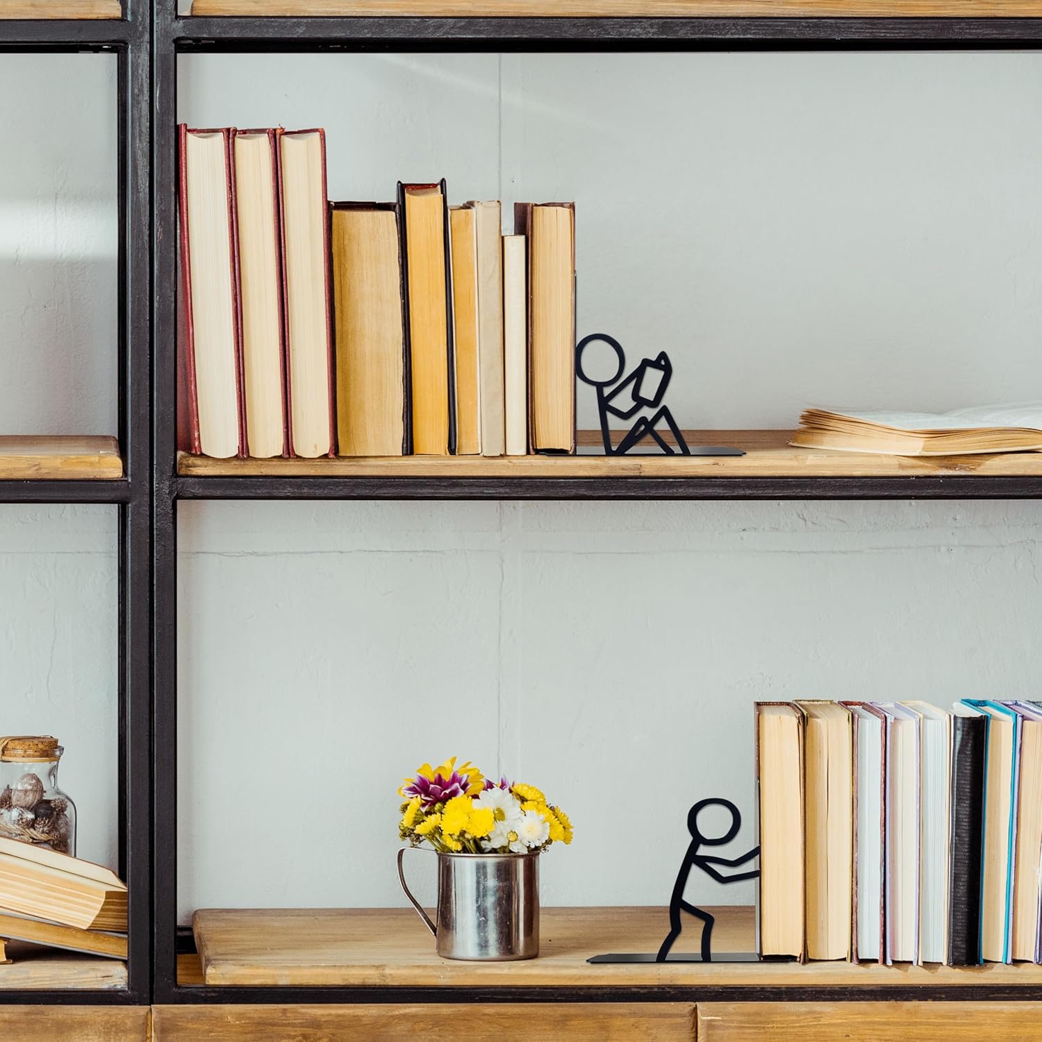 Serre-livres en métal, serre-livres décoratifs, décoration d'étagère, adaptés à la maison, au bureau et à l'école - 4