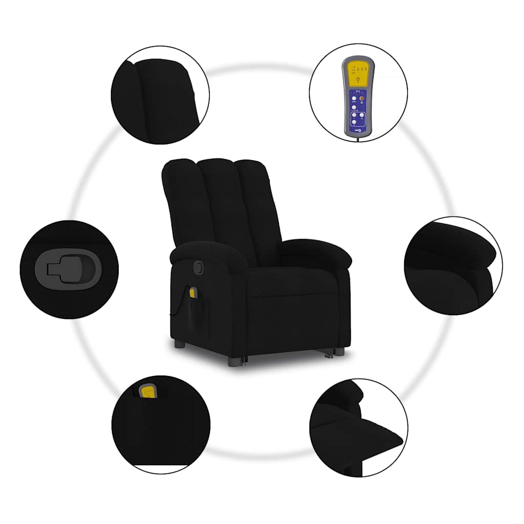 Fauteuil de massage inclinable en tissu noir - 8