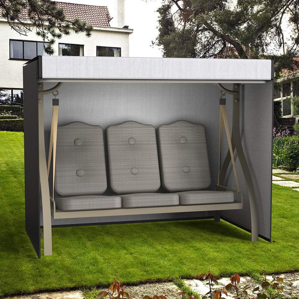 Pokrowiec ochronny na huśtawkę ogrodową 3-4-osobową - 220x125x170 cm - wodoodporny, anty-UV - pokrowiec na huśtawkę ogrodową - czarny - 8