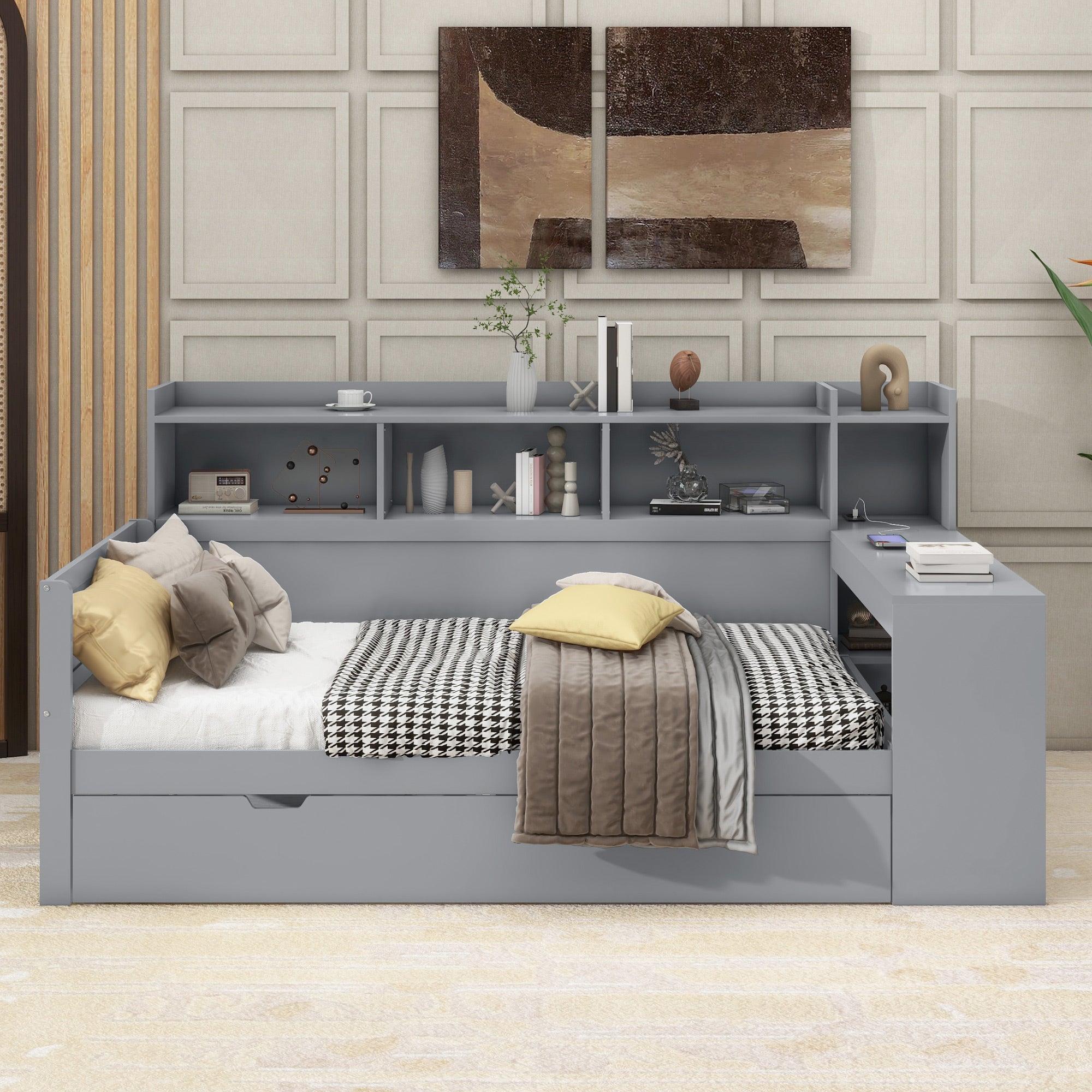 Letti Con Cassetti 140x200cm Con 2 Cassetto, Letti Matrimoniale Per Adultibambini Testiera Con Contenitore Led Metallo Lino Senza Materasso Grigio Scuro 86555893