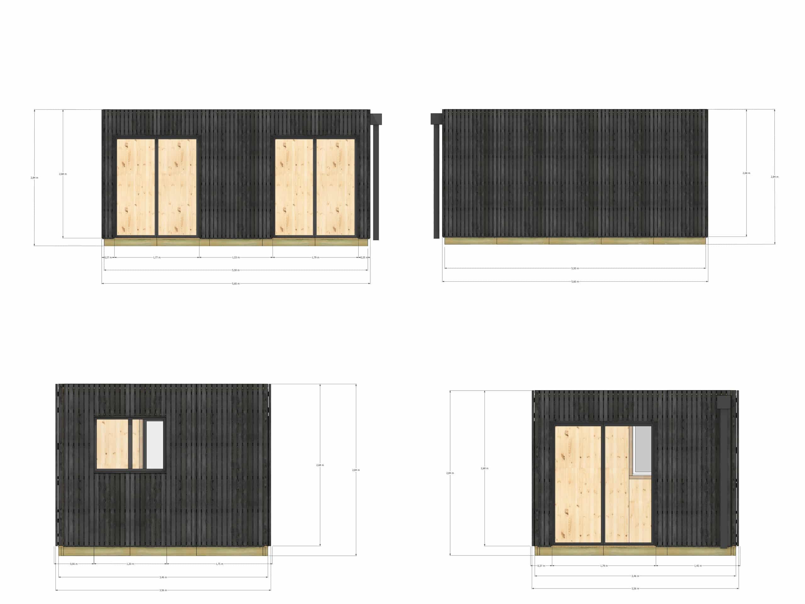 Annexe de jardin bois en bois 5,5 x 3,5 x 2,7 m avec plancher isolé - 4