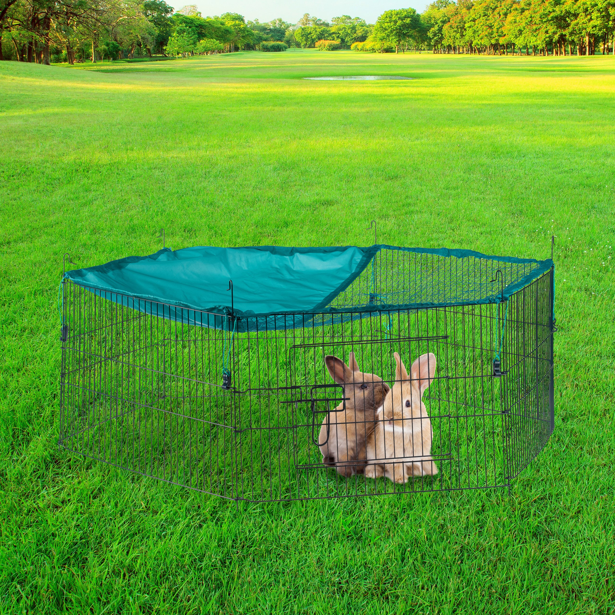 Recinto Per Animali Piccoli 183x122x60cm - Con Tetto A Griglia E Telo Parasole - Foto 7