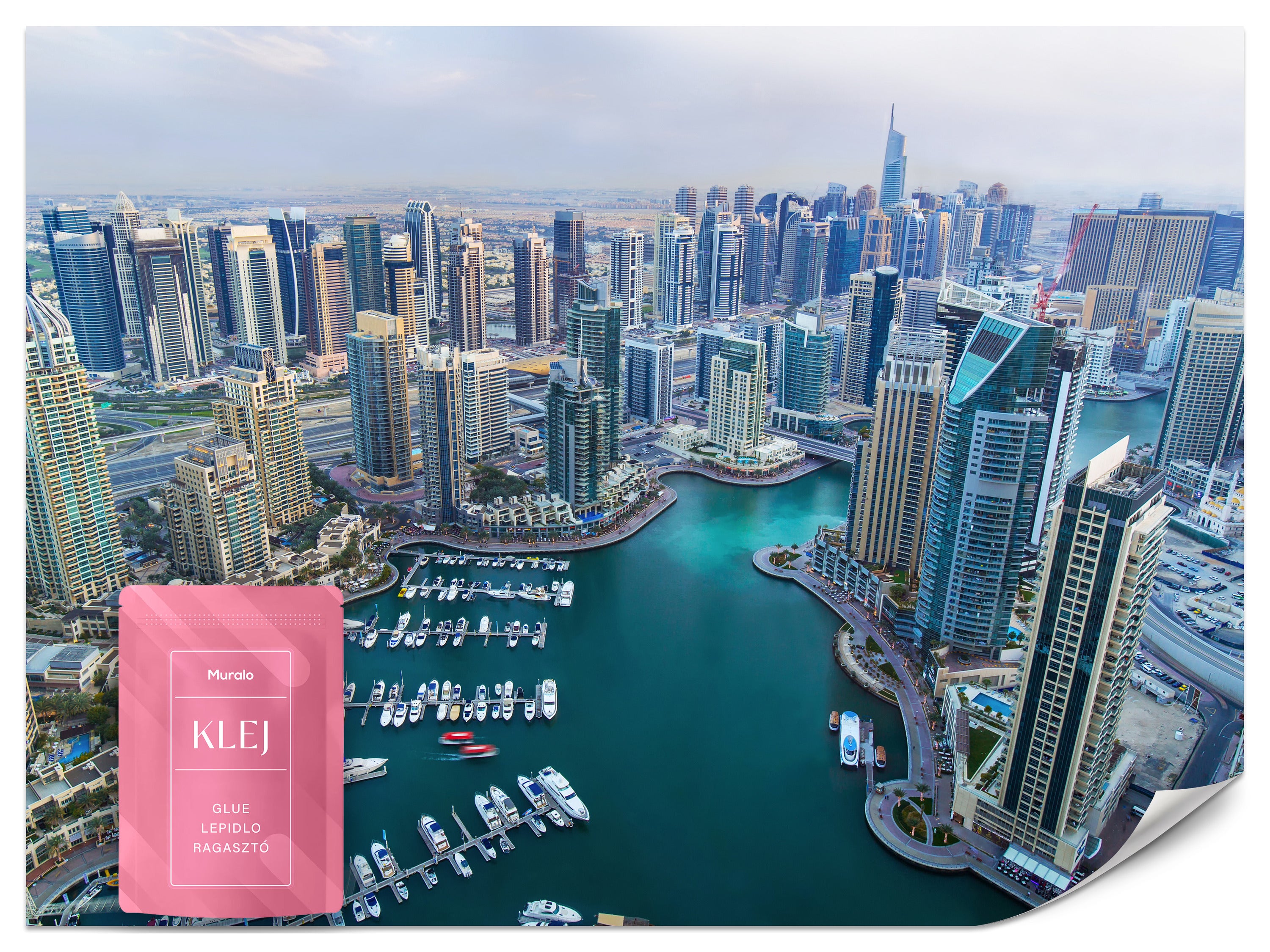 FOTOTAPETA DO BIURA MIASTO DUBAJ Z LOTU PTAKA PANORAMA EFEKT 3D 250x175