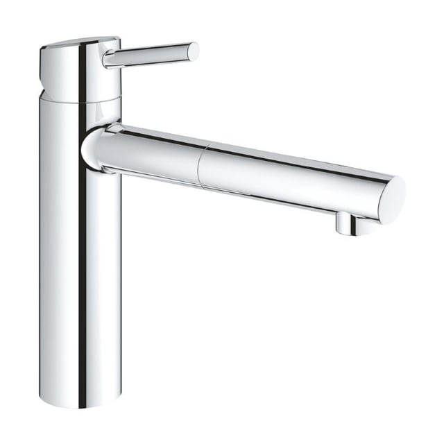 Mitigeur évier CONCETTO GROHE 31129001 - bec droit - douchette extractible - chrome