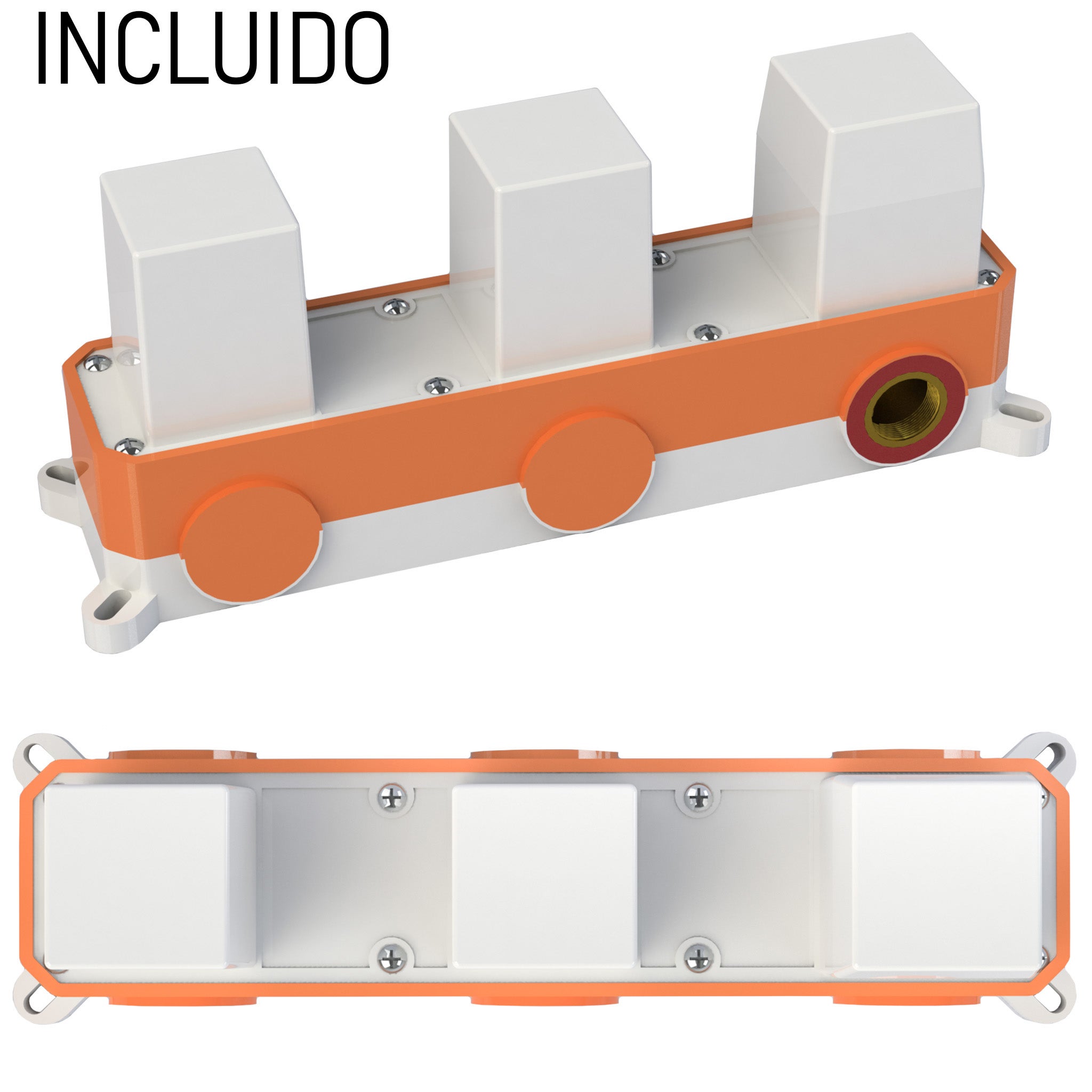 Valaz Mitigeur de douche carré encastré or brossé - Série Miño - 30 cm - 4