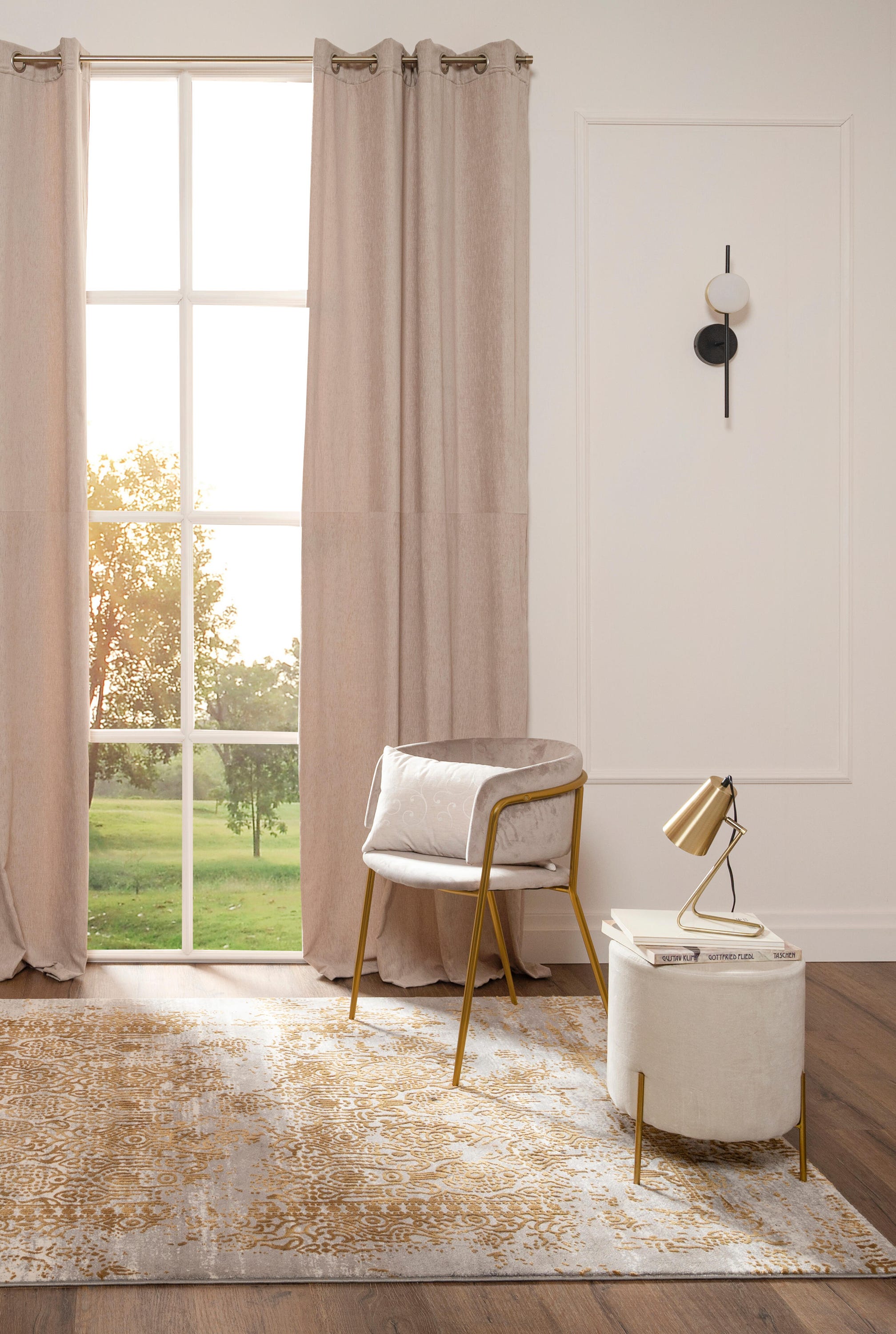 Cortinado ilhós Rene 140x270cm bege - 6