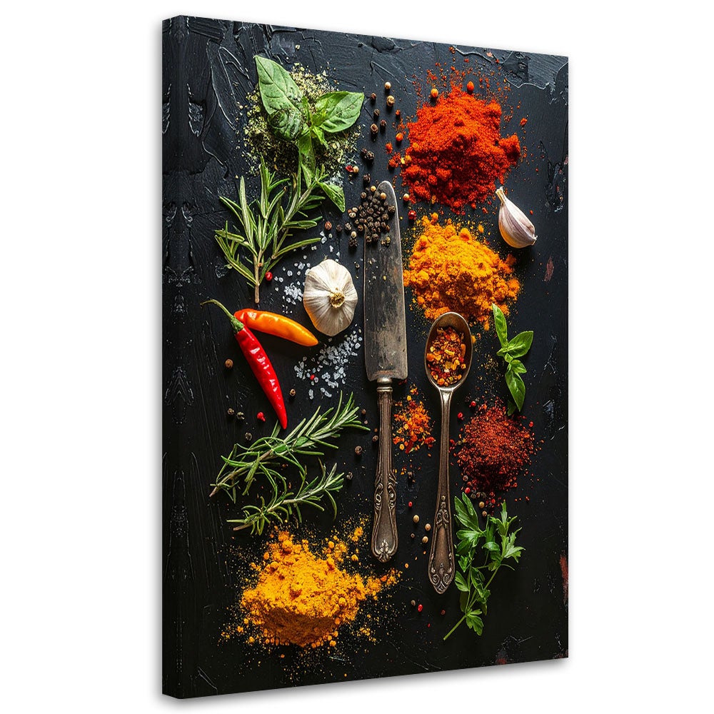 Obraz do kuchni restauracji baru jadalni, Przyprawy zioła warzywa 60x90