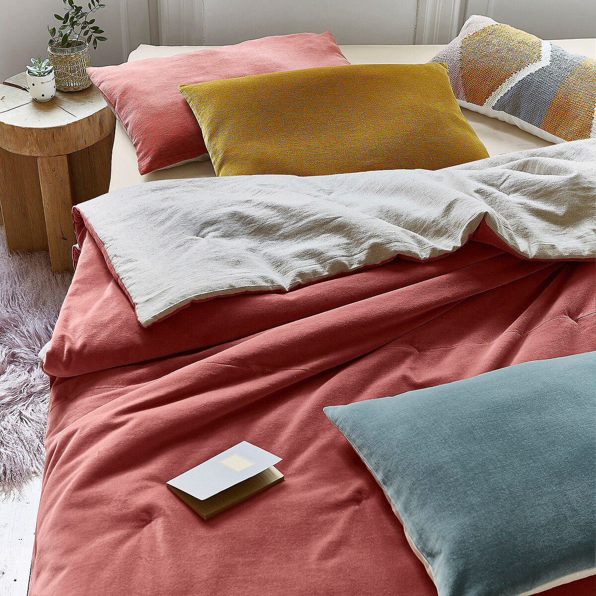 Couvre lit boutis matelassé velours coton, Velvet - Grenat - 230 x 250 cm - 7