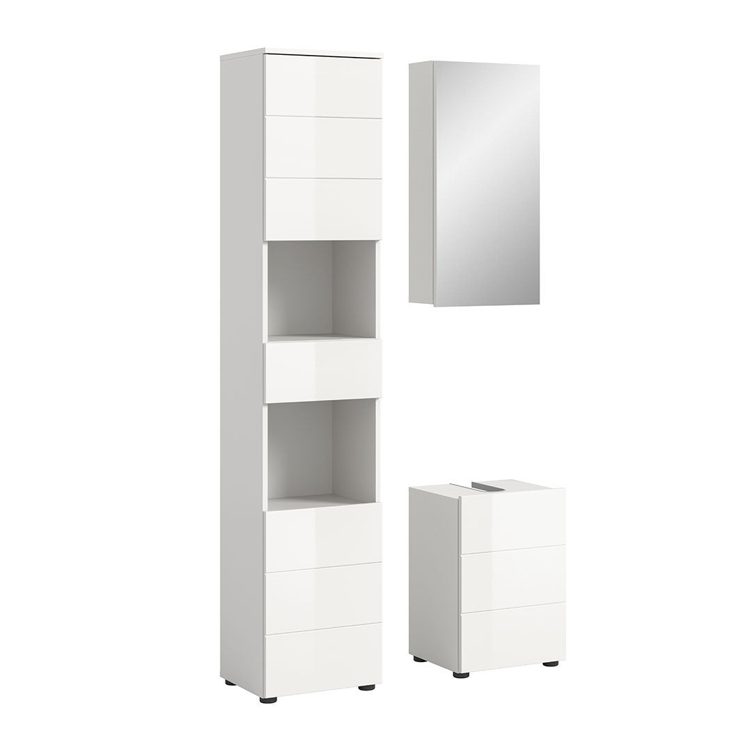 Vira zestaw mebli łazienkowych 3 elementy biały wysoki połysk, biały.