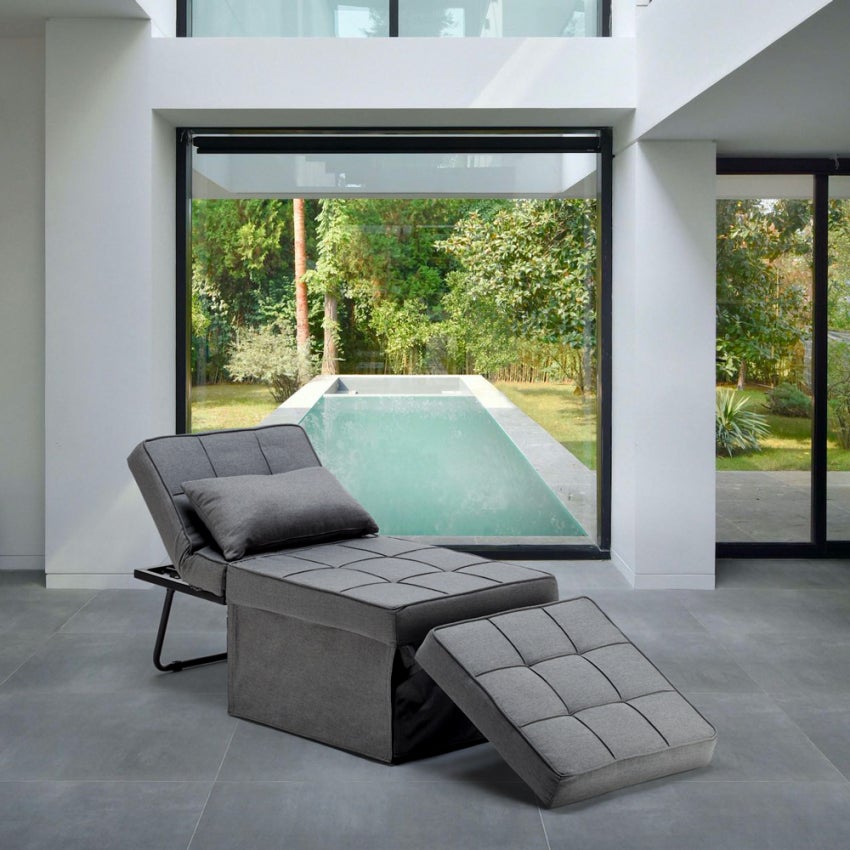 Lit pouf pliant 1 place convertible en tissu Sweet Relax - 9