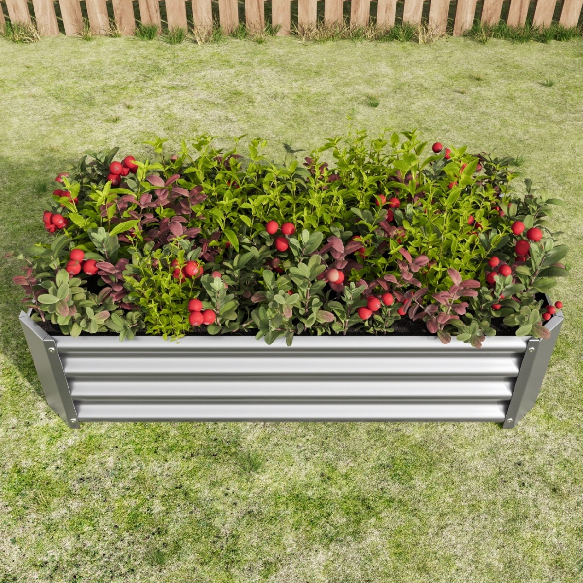 Bac à plantes métallique,carré potager， kit sans fond, idéal pour légumes, herbes et fleurs, couleur anthracite. - 3