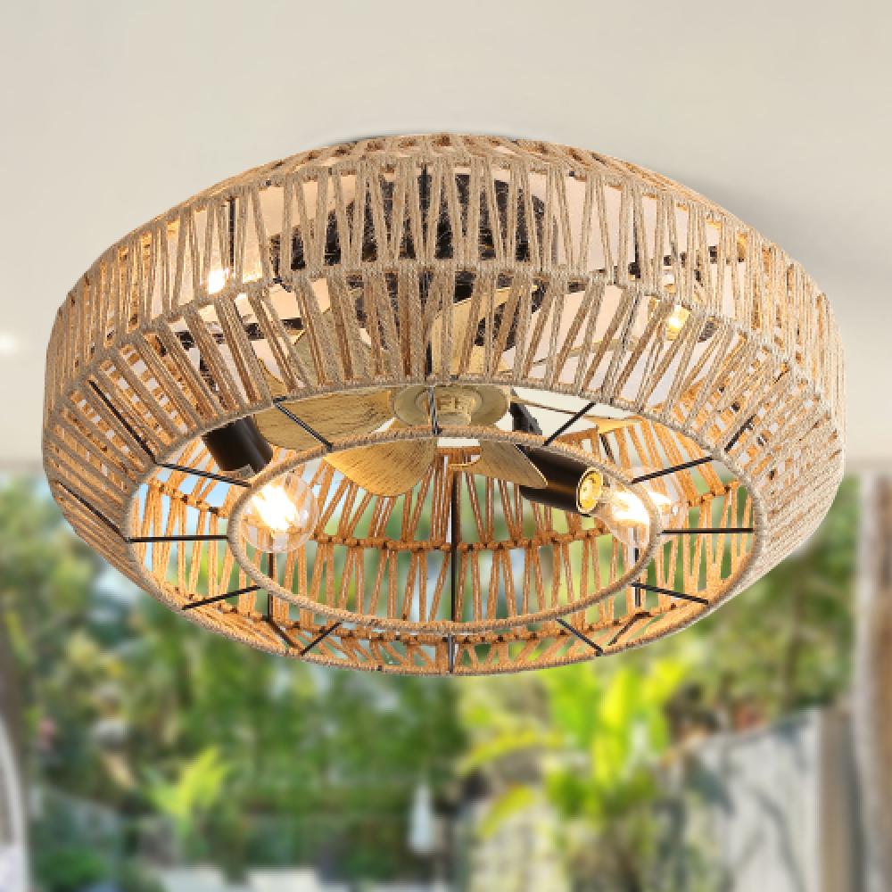Ventilateur de Plafond Boho Cage 56CM avec Moteur DC Réversible et Télécommande – Circulation d'Air Silencieuse et Efficace - 2