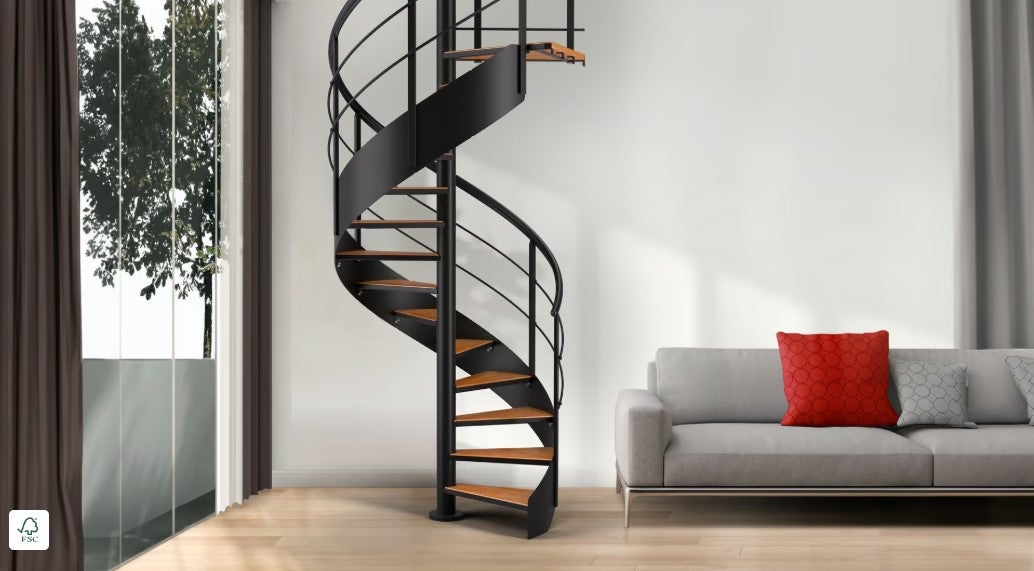 ESCADA EM ESPIRAL CAMBRIDGE EM FAIA VOLTA A ESQUIERDA ø140cm - ALT.315cm - SOGEM - 5