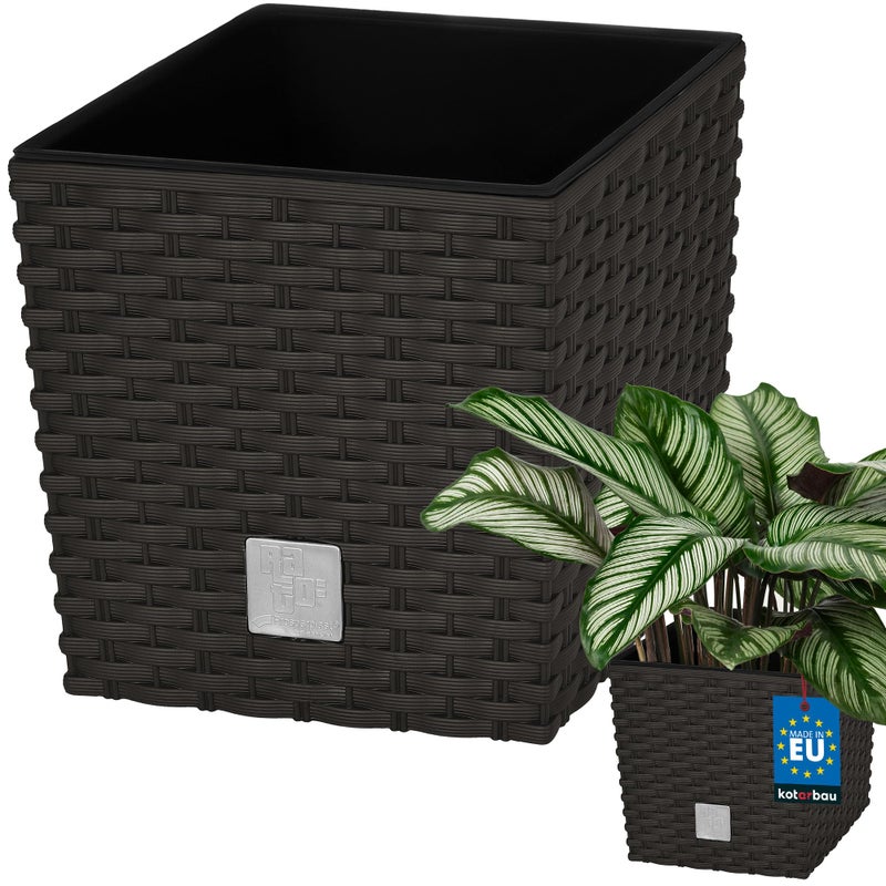 Donica doniczka 22 cm ogrodowa balkon taras kwiaty rattan umbra wkład ogród - KOTARBAU