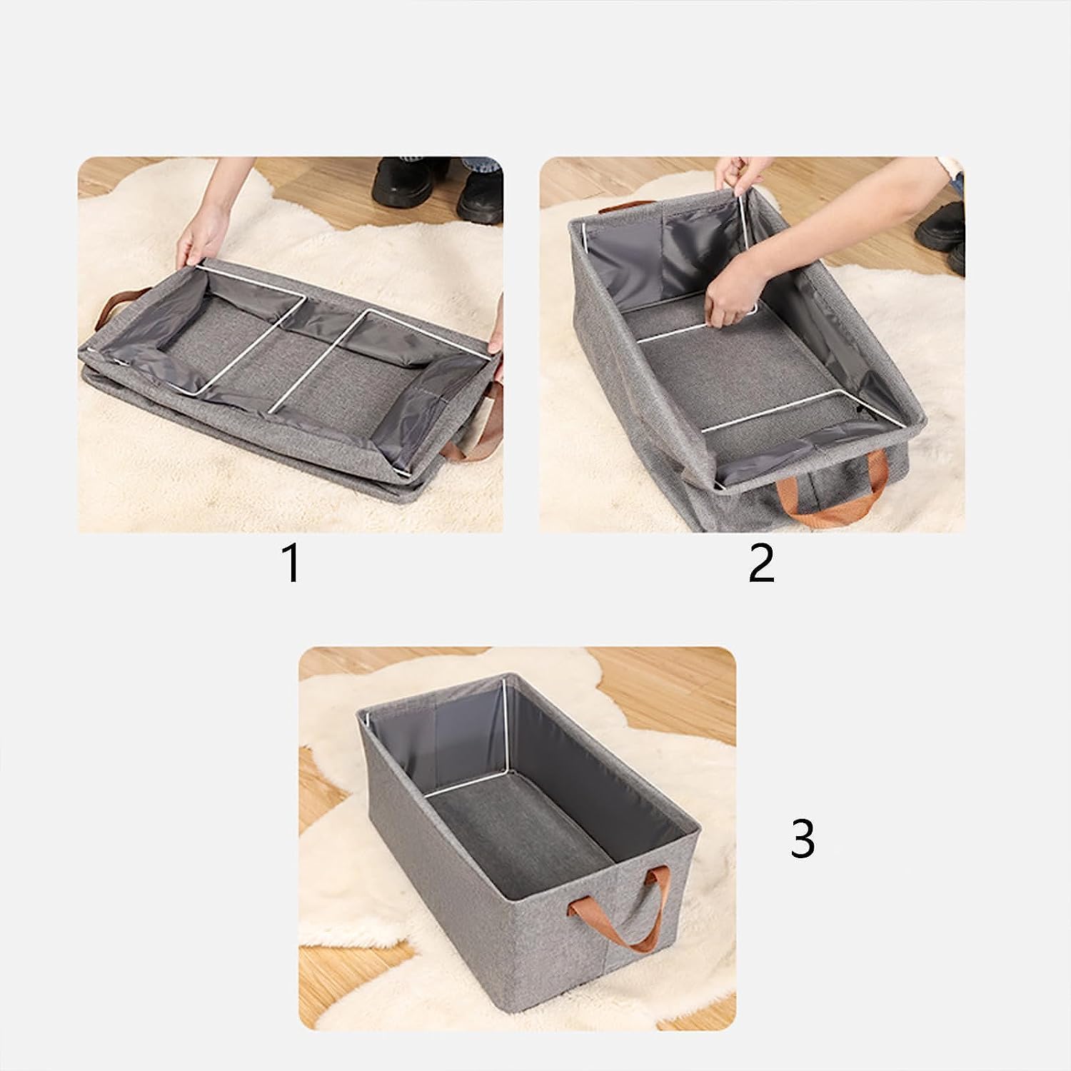 4 bacs de rangement pour vêtements, conteneurs rectangulaires pliables en polyester, boîtes de rangement pour organiser la chambre à coucher - 4