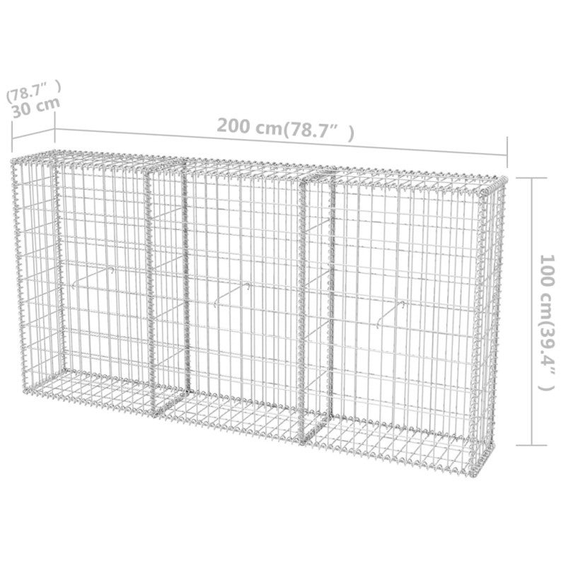 Cesta de muro de gaviones acero galvanizado 200x30x100 cm vidaXL - 6