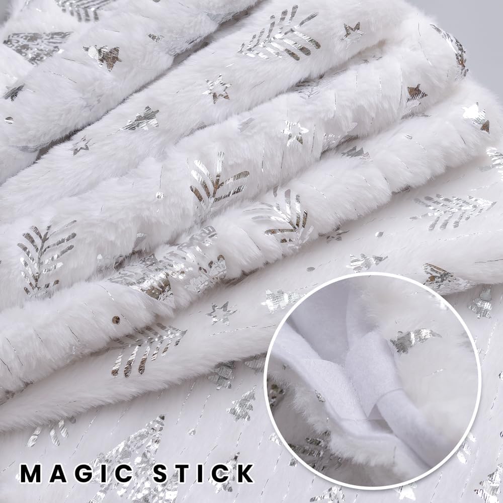 Saia para árvore de Natal, padrão prateado para árvore de Natal, capa para base de árvore de Natal, decoração para casa (78 cm) - 5