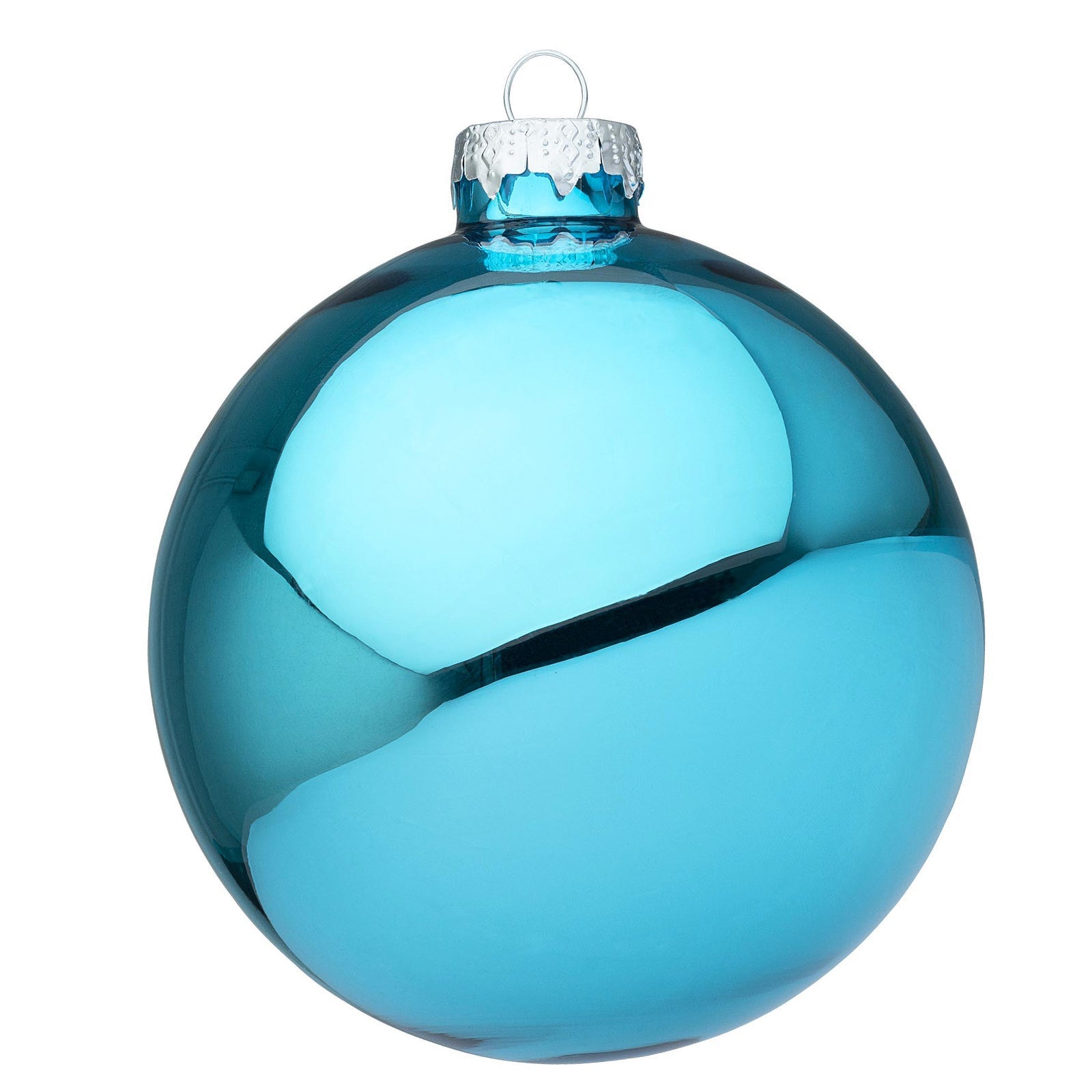 Boules de Noël en verre décorées en bleu pur / 6 boules de 6 cm | Leroy