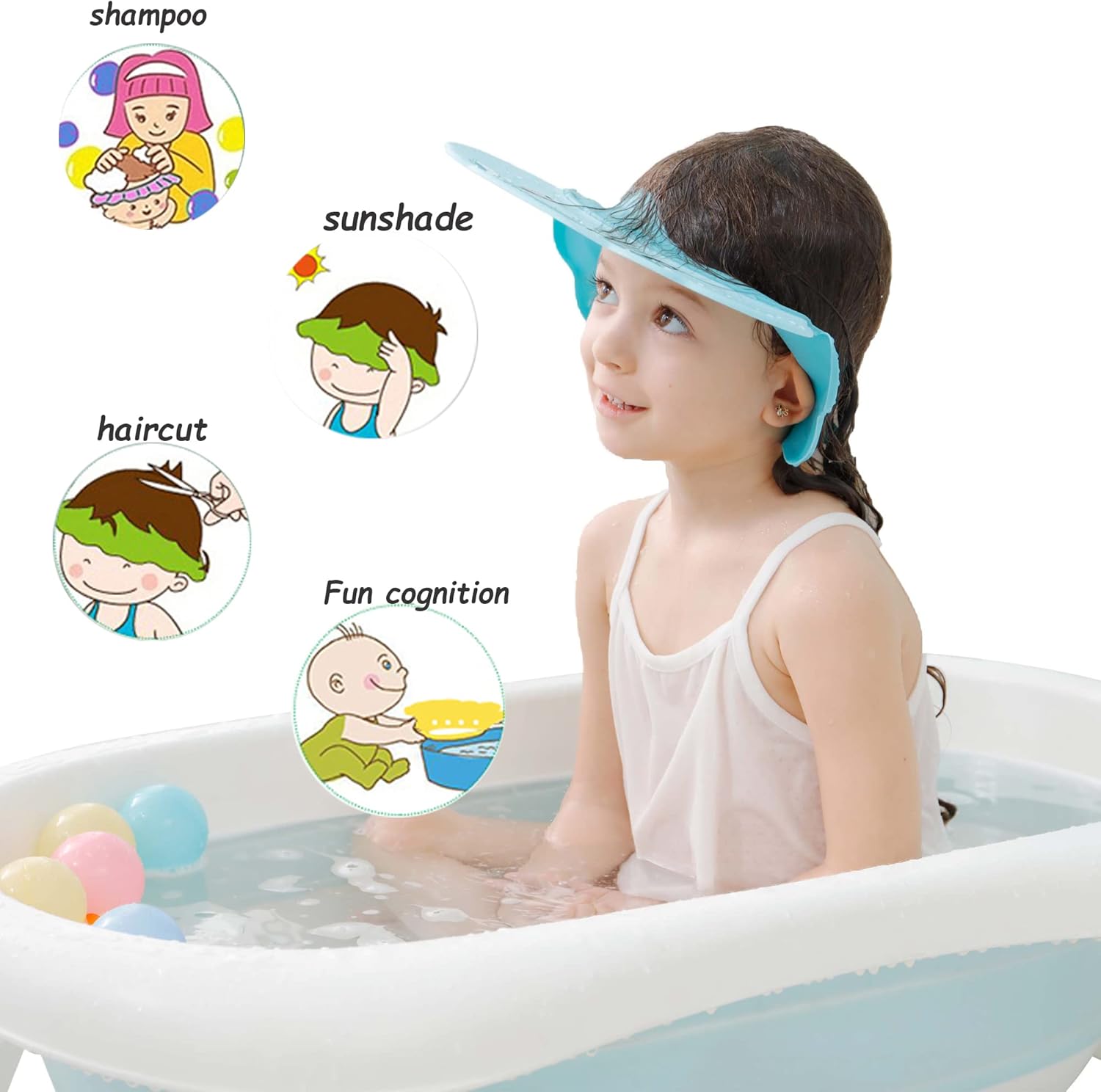 Cuffia Da Doccia Regolabile Per Bambini - Protezione Occhi E Orecchie, Materiale EVA, Design Con Cervo - Foto 9