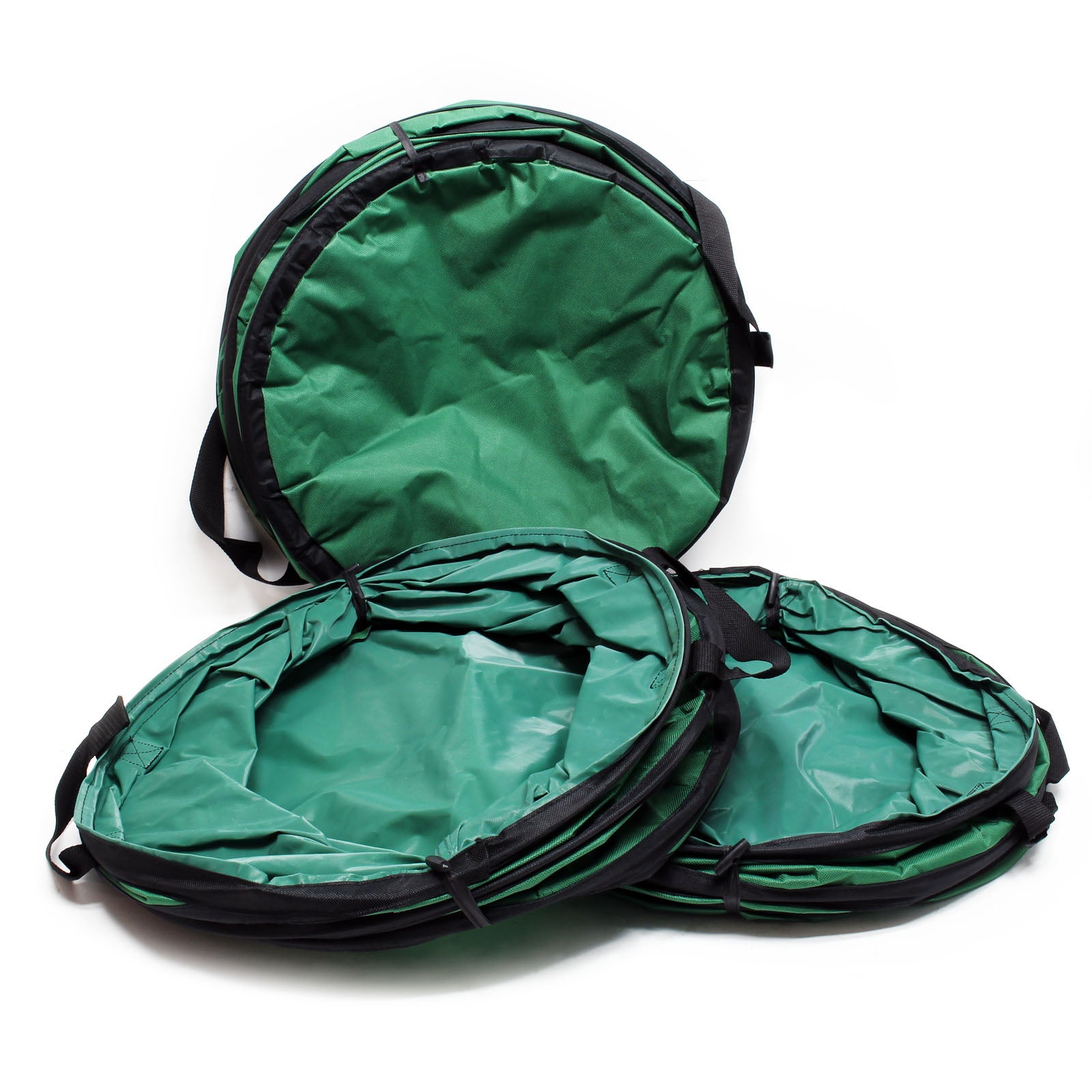 3x Sac à feuilles rond 100 l vert pop-up pliable 600D-Oxford-polyester collecte des déchets sac à gazon robuste déchets de Wiltec - 2