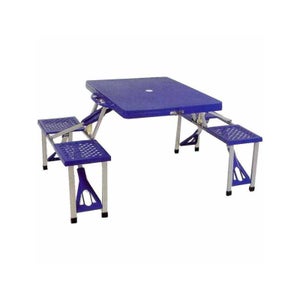 Aktive 63018 - Tavolo da campeggio pieghevole portatile, antiribaltamento, in acciaio e legno MDF, con maniglia per un facile trasporto, tavolo basso, tavolo da picnic