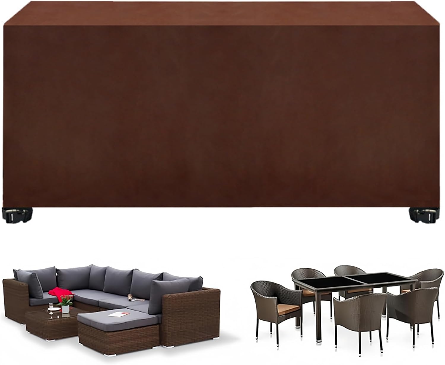 Pokrowiec ochronny wodoodporny na meble ogrodowe, 126 x 126 x 74 cm, idealny na sofy, krzesła i stoły, brązowy