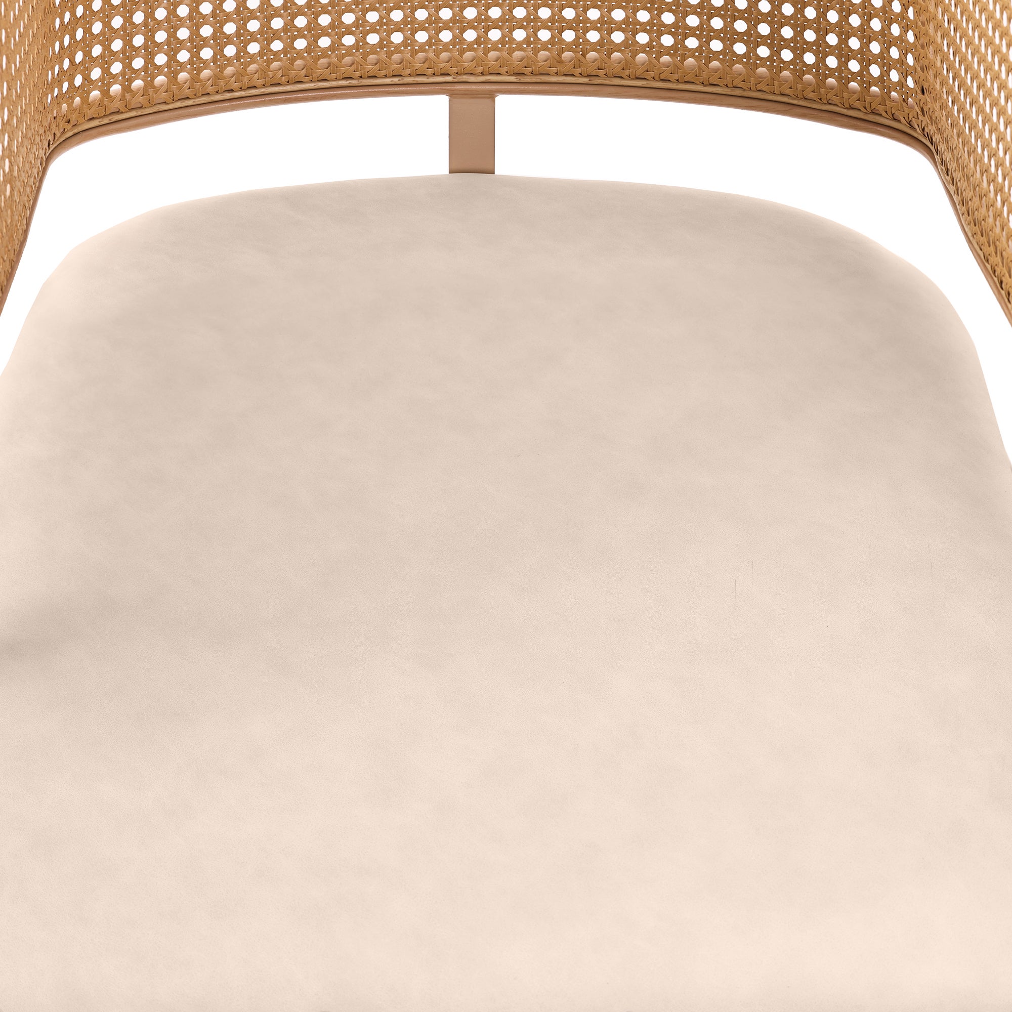 Lot de 2 chaises avec dossier en rotin - coussins en similicuir beige - pieds en métal - Marron - 8