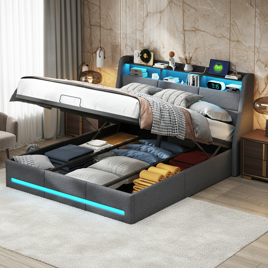 Lit 140x190 Avec Rangement Et Sommier