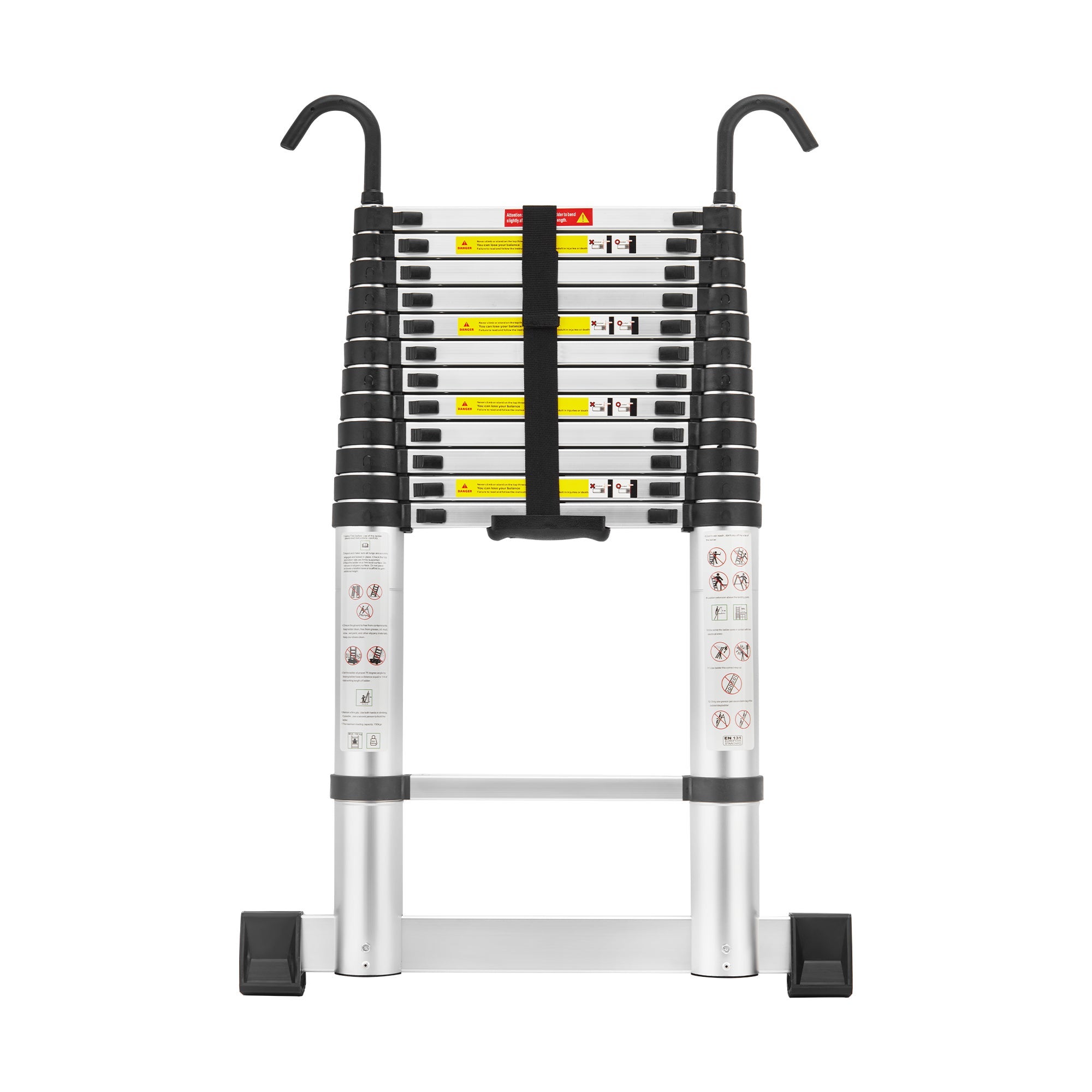 TEENO Échelle Télescopique 3,8M en Aluminium Bricolage Pliable avec barre stabilisatrice , Charge Maximale 150kg - 2