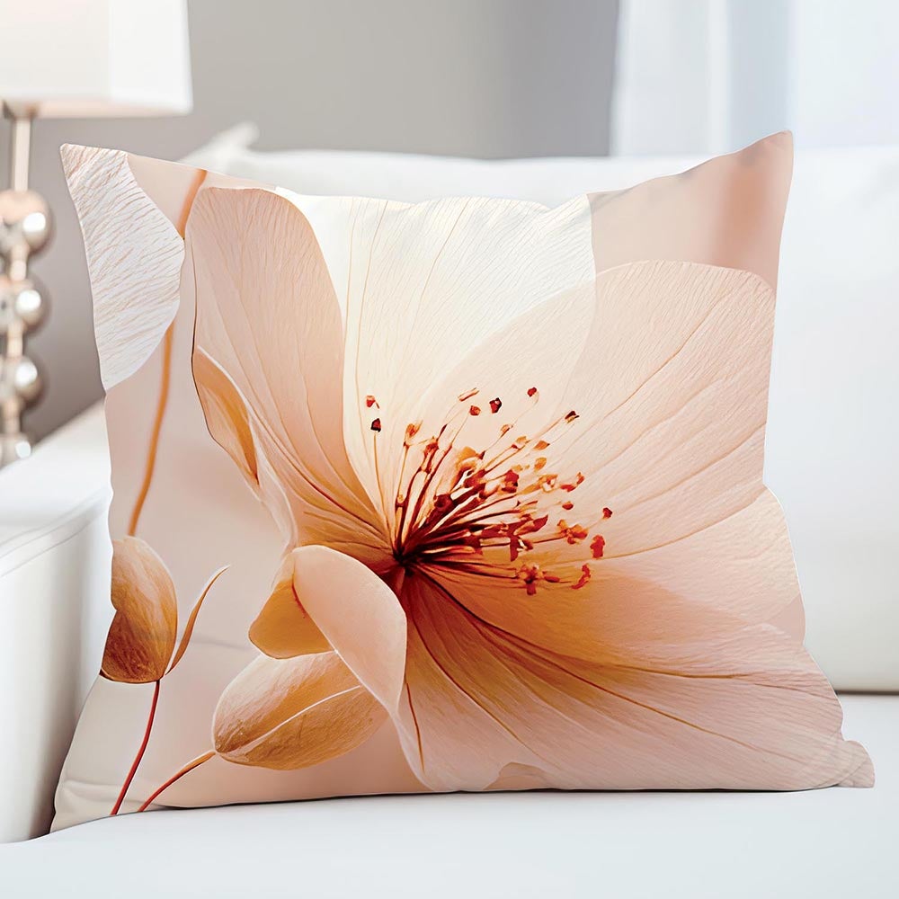 Poszewka satynowa 40x40 Elize jasne beżowe kwiaty na kremowym tle, Satynlove Premium - Darymex