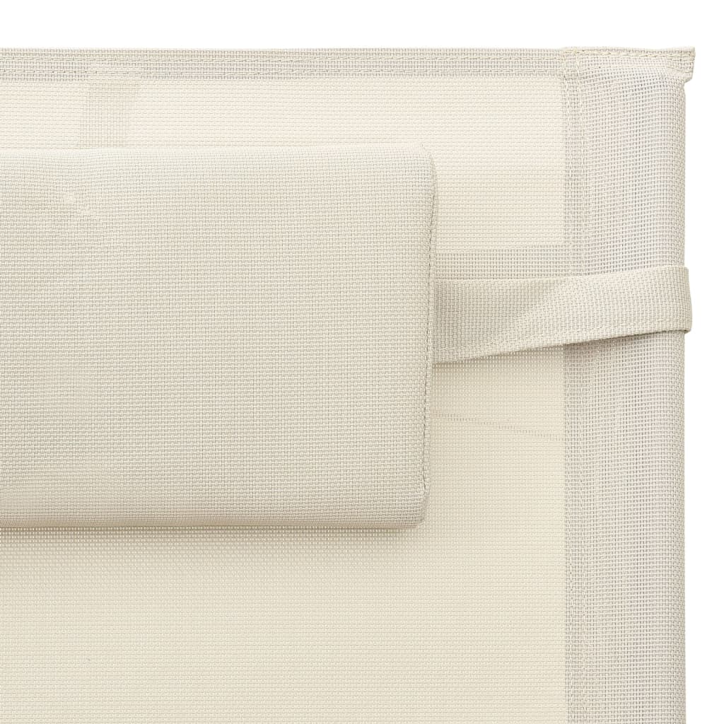 Sdraio sedia a sdraio prendisole lettino da giardino terrazza mobili da esterno tessilene crema e grigio 02_0012928 - 6