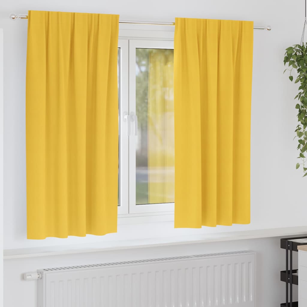 Firany blackout z kółkami 2 pcs Musztardowy Żółty 175 x 140 cm vidaXL