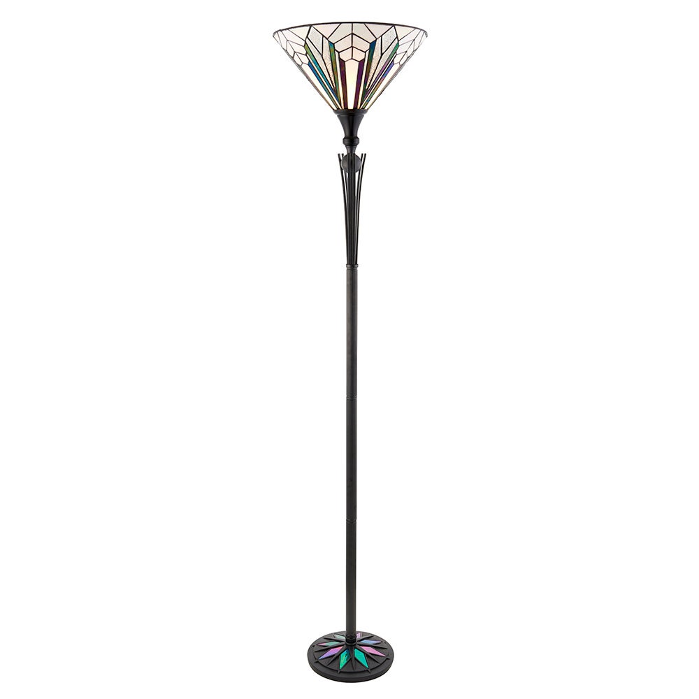 Lampa stojąca geometryczna ASTORIA czarna 1xE27x20W szkło wym:175,5x40x40cm IP20 Tiffany