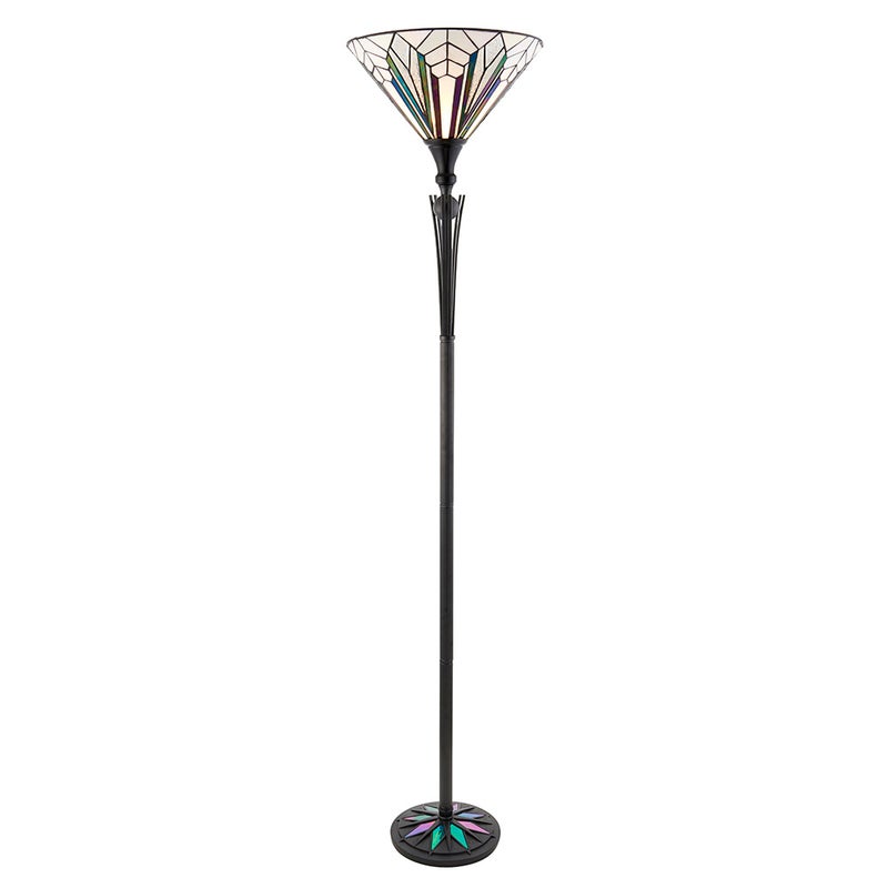Lampa stojąca geometryczna ASTORIA czarna 1xE27x20W szkło wym:175,5x40x40cm IP20 Tiffany
