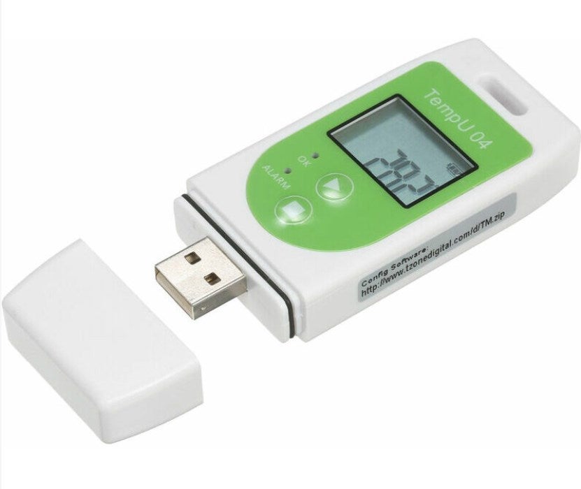 Termometr USB Rejestrator Danych - Wielokrotnego Użytku Rejestrator Temperatury (32 000 Danych), Zielony