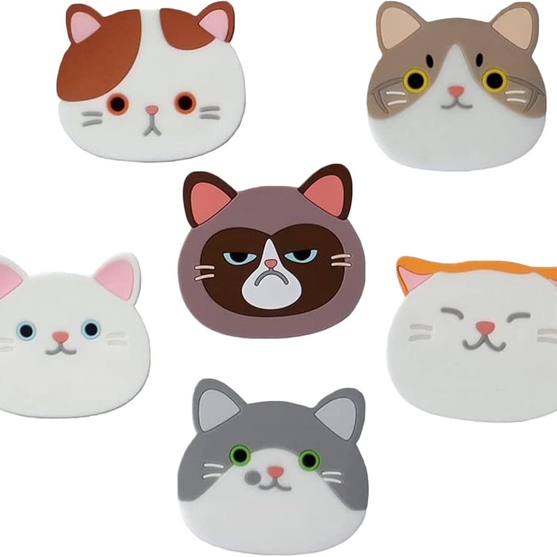 6-częściowe silikonowe podstawki w kształcie kota, urocze podstawki w kształcie kota, dekoracyjne podstawki do szklanek, podstawki pod wino