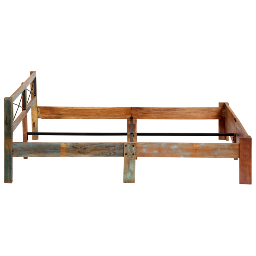 Cadre de lit sans matelas en bois de récupération massif 180 x 200 cm - 5