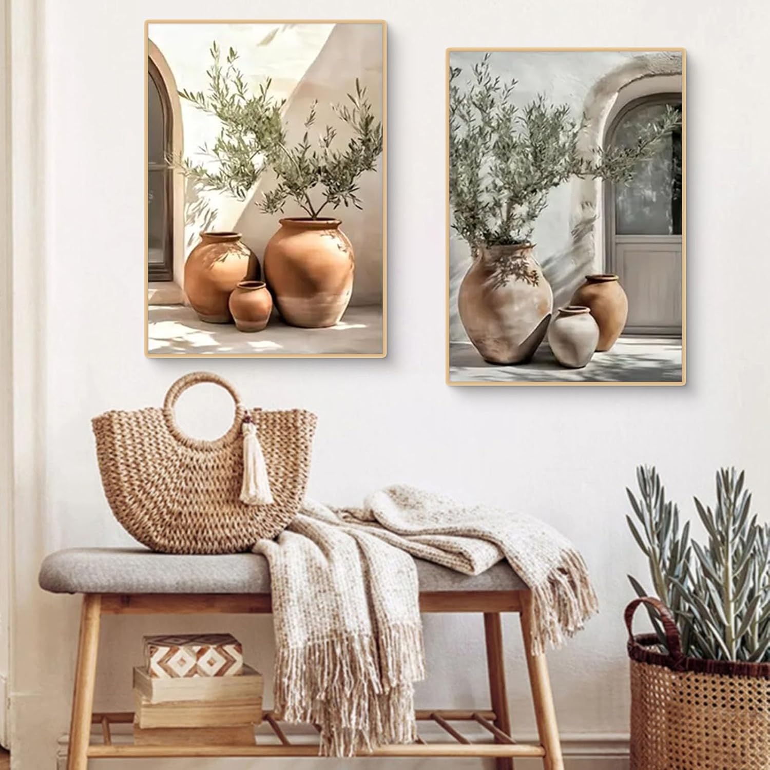 Set de 3 images vintage d'olivier, poster esthétique d'olivier vintage en pot, tableau mural Italie Grèce, décoration murale salon(30x40cm,B) - 5
