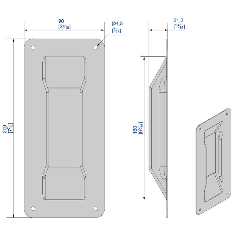 Poignée cuvette en inox 200 x 90 mm - 2