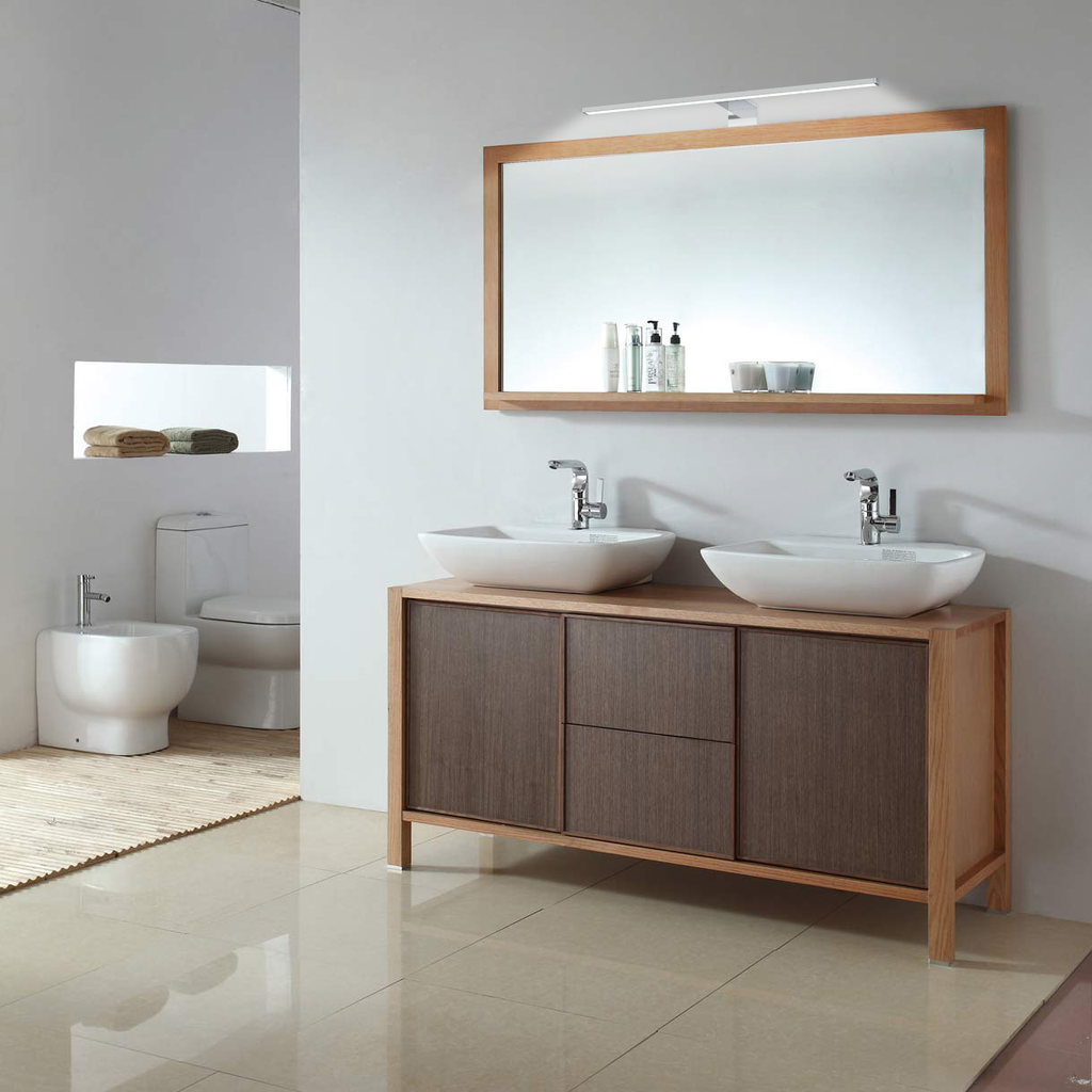 Applique LED salle de bain - chrome - 8W 780lm - 4000K - IP44 - fixation murale et pince miroir - B.K.Licht - 3