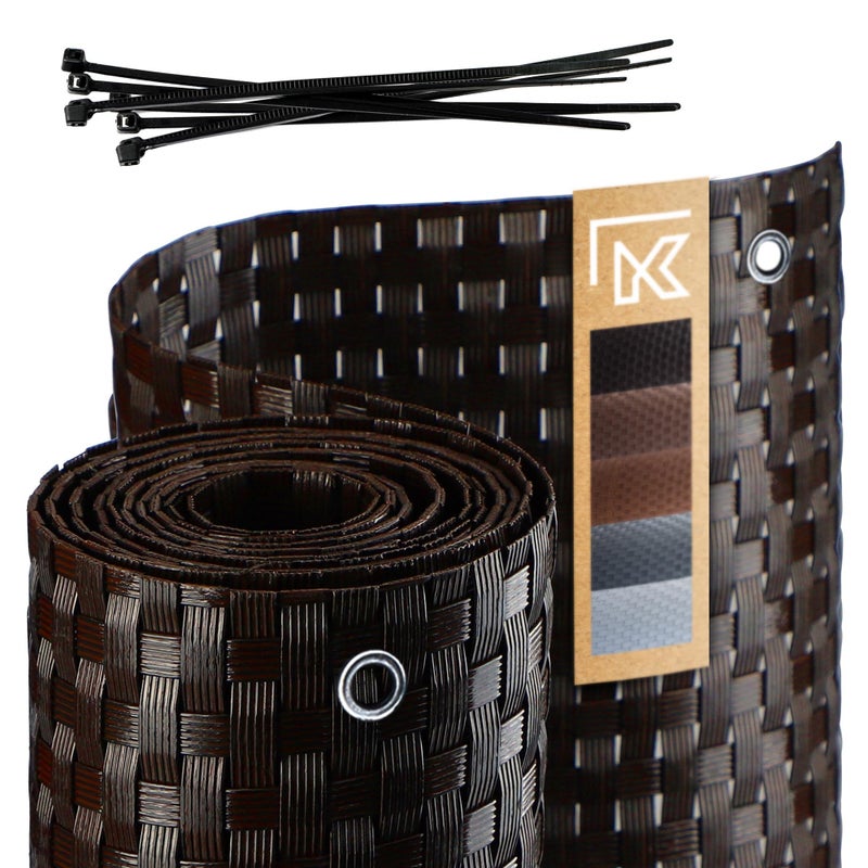 OSŁONA BALKONOWA TECHNORATTAN 0,9x7m BRĄZOWA CIEMNA MATA NA BALKON PREMIUM