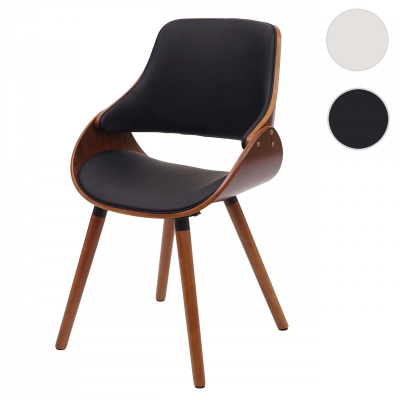 Krzesło do jadalni HWC-D23, krzesło kuchenne, retro design ~ sztuczna skóra, czarny